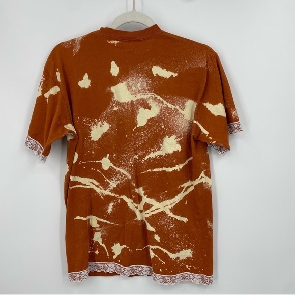 Tailgate Tees by Gabby Lace-trim t-shirt Texas longhorns orange tie-dye Sz S - Picture 6 of 8